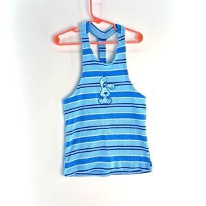 Blue's Clues Girls Medium Tank Top Shirt Blue Striped Racerback